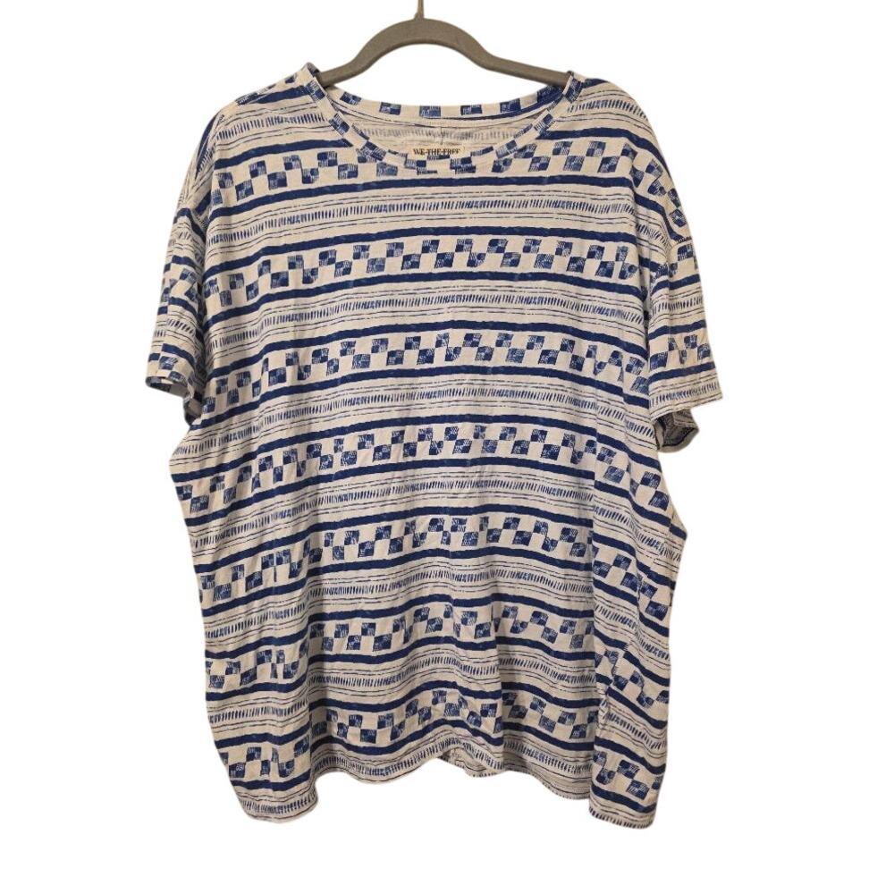 We The Free Free People Womens M Blue White Oversized Cotton Tee